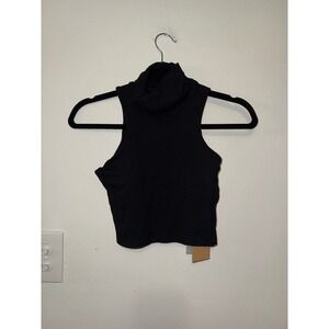 Popflex I Feel Cute Crop Top Mockneck Black Size Stunning (S/M) NWT